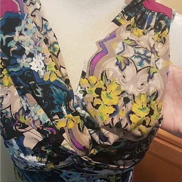 LAURA SCOTT Faux Wrap Sleeveless Dress in Multicolors, Size Medium - Picture 5 of 5